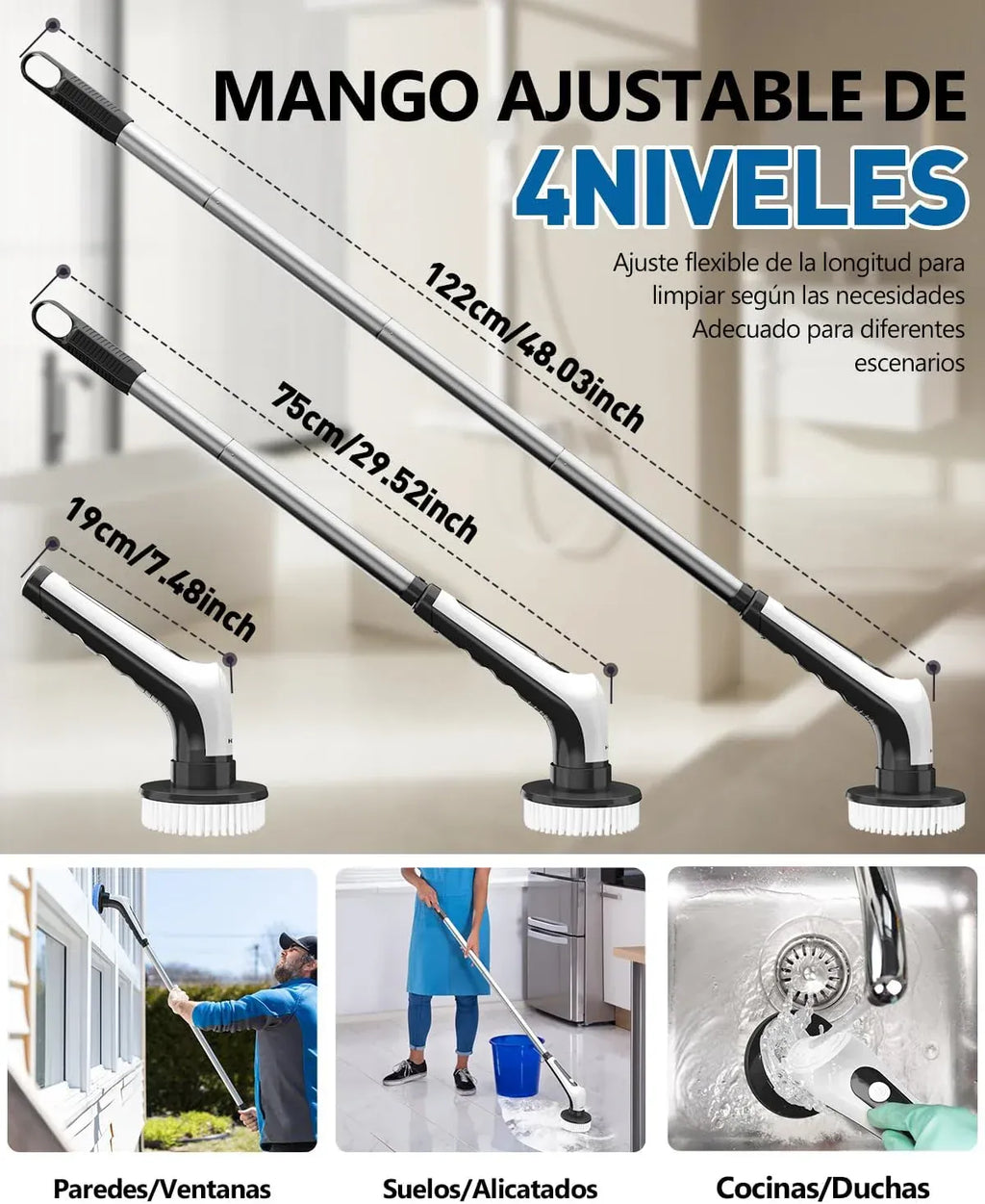 Cepillo de limpieza inalámbrico 9 en 1,